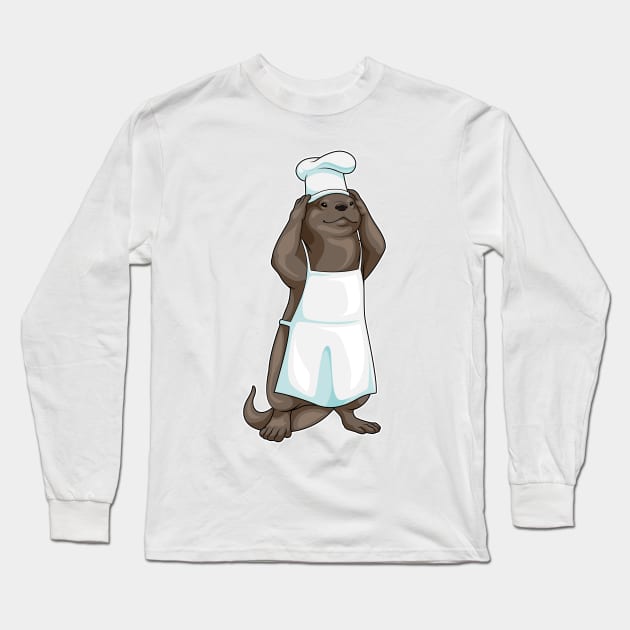 Otter Chef Cooking apron Long Sleeve T-Shirt by Markus Schnabel